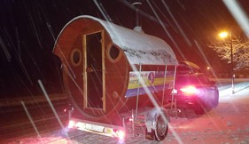 Mobile Sauna im Winter